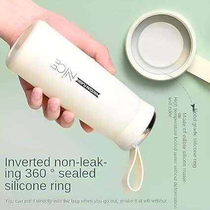 Zuha Glass Water Bottle, 400 ml Capacity, Leakproof Flask for Tea Coffee Water, Portable Design, Multicolour