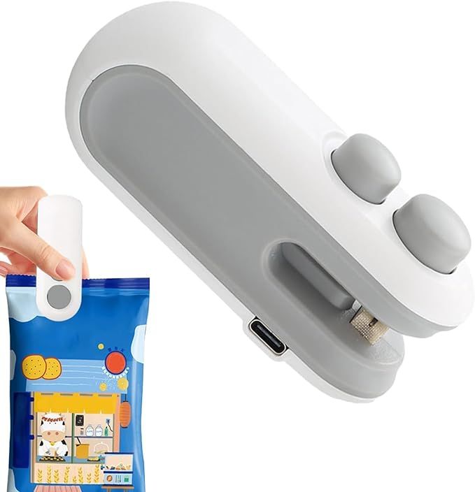 Zuha Portable Plastic Bag Sealing Machine | Mini Bag Sealer with Cutter and Magnet | Packet Sealer for Food, Chips, Snacks, Traveling Food Packets Bags (Rechargeable) 1Pcs