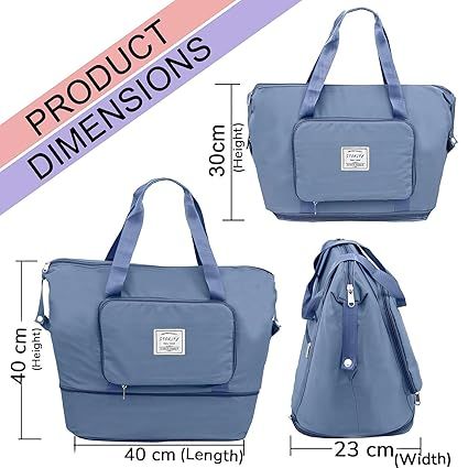 Zuha Storite Nylon 40 Cms Imported Foldable Travel Duffle Bag For Women, Expandable Lightweight Waterproof Carry Weekender Overnight Luggage Bag
