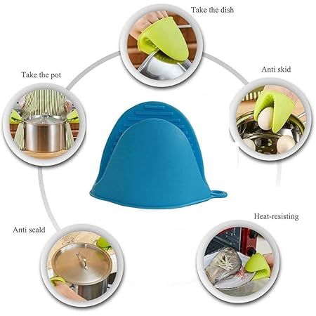 Zuha Silicone Pinch Grip Mini Oven Mitts (Set of 2) – Heat Resistant Silicone Pot Holders & Cooking Grip Mittens – Multicolor Kitchen Gripper Gloves
