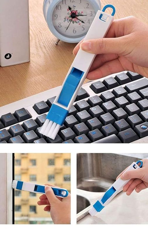 Zuha Plastic 2 In 1 Multi-Function Window Slot Brush With Dustpan Screen Keyboard Drawer Wardrobe Corner Gap Dust Removal Cleaning Brush