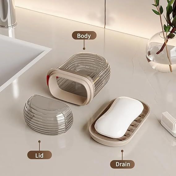 Zuha Travel Soap Box - Plastic Transparent Waterproof Portable Soap Dish Box for Travel, Camping & Outdoor, Leakproof Soap Box Case with Lid Draining Soap Bar Holder Dish Container
