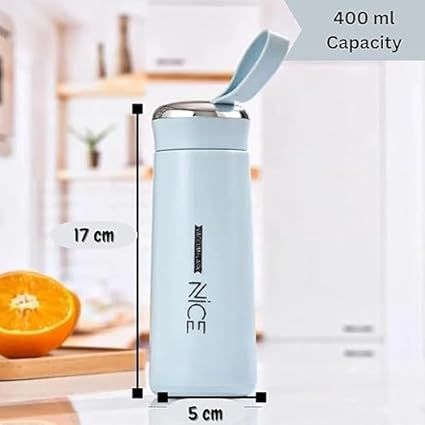 Zuha Glass Water Bottle, 400 ml Capacity, Leakproof Flask for Tea Coffee Water, Portable Design, Multicolour