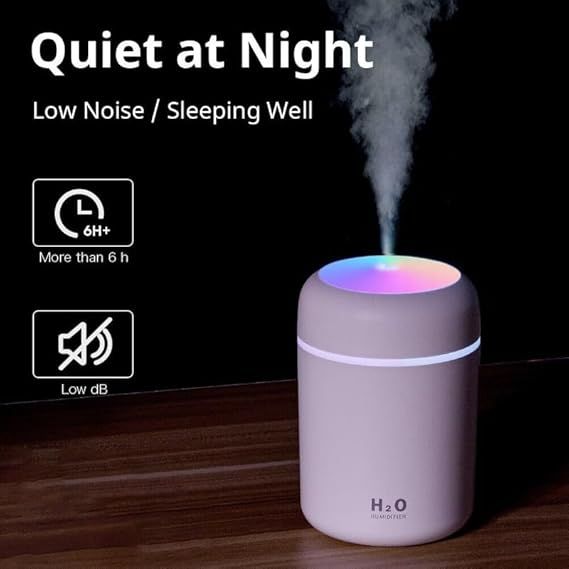 Zuha Humidifiers With Colorful Light For Room, Bedroom, Office, Car, 300 ML
