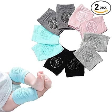 Zuha BabyPro Knee Pads Set of 2 Pairs for Toddlers, Baby Elbow & Knee Protector, Anti-Slip Silicone Dots, Knee Support for Crawling & Walking, Soft, Stretchable, Breathable Leg Warmers (Mult