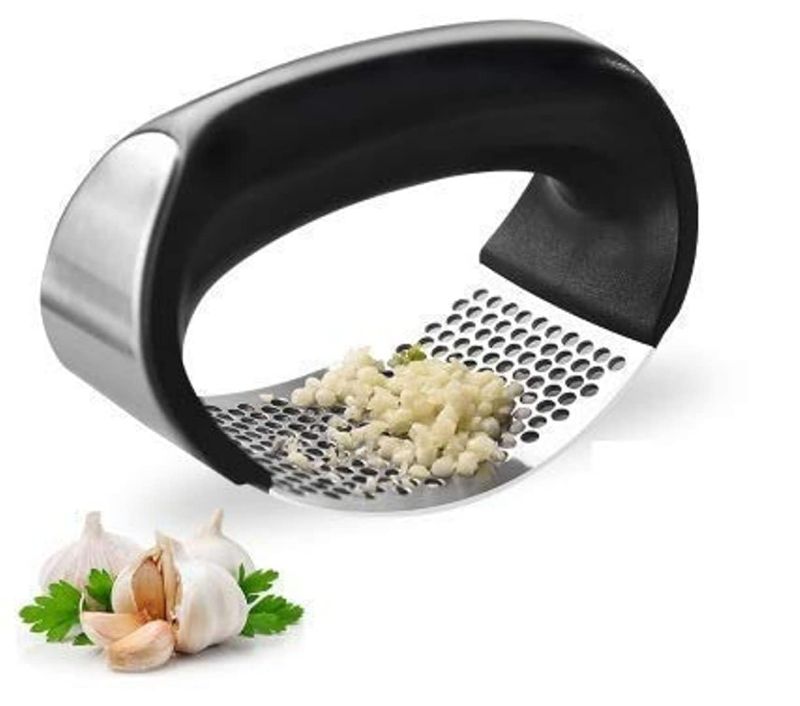Zuha Kitchen Stainless Steel Garlic Press with Ergonomic Handle,Garlic Crusher, Handy Garlic Crusher, Kitchen Garlic Crushing Tool Stainless Steel