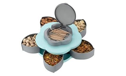 Zuha smart Candy Box Single Layer Rotating Serving Tray Dry Fruit, Candy, Chocolate, Snacks & Masala Storage Box (Candy Box Single