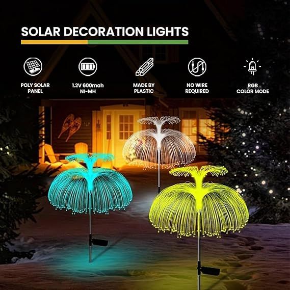 Zuha plastic Solar Decorative Jellyfish Light 7 Color Changing Fountain Shaped Waterproof Outdoor Home Garden Pathway Lawn Driveway