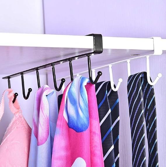 Zuha Multifunctional 6 Metal Door Organiser Hook Hanger Metal 6 Pin Nail Free Rack Wall Hanger