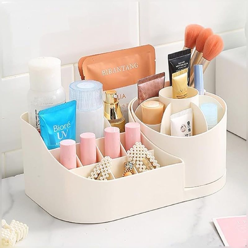 Zuha Makeup Organiser Cosmetic Makeup Lipstick Storage Box with Drawer Plastic Case Holder Skin Care Products for Dressing Table Rotable side secction 16 grid(360 Rotation-PINK)