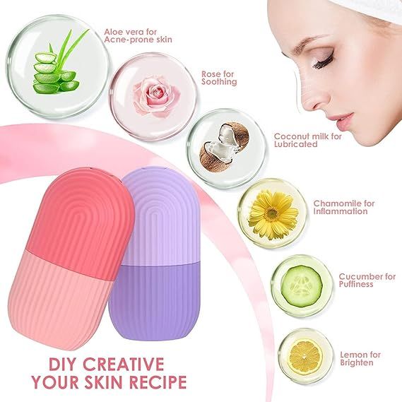 Zuha Ice Face Roller Silicone Facial Cube for Eyes Neck Massage Remove Dark Circle Pore Shrink Face Beauty Skin Care Ice Mould Kitchen Tools