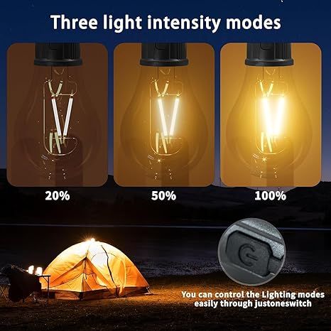 Zuha Rechargeable Camping Hanging Bulb, Waterproof LED Tent Light with USB Cable, 3 Modes Hanging Camping Lantern, Hanging Lamp for Hiking, Emergency, Household, Car Repairing (Multi)