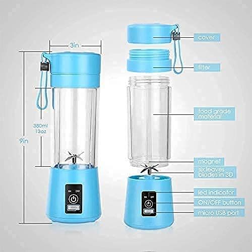 Zuha 2-USB Portable & Rechargeable Electric USB 6 Blades Juice Cup Maker Juicer Bottle Blender Grinder Fruit Mixer, Bottle for Home and Travel