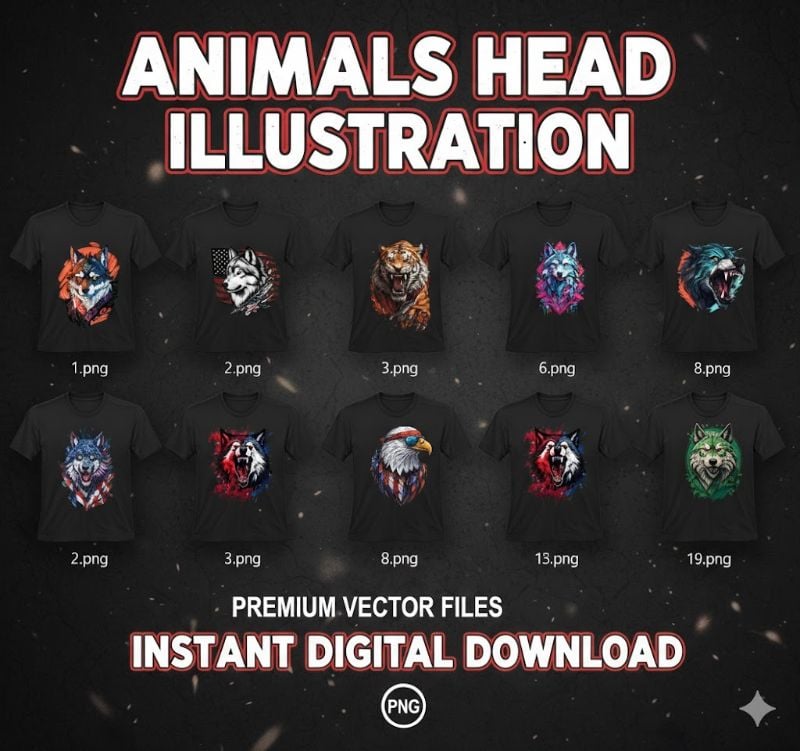 Animals Head Illustration