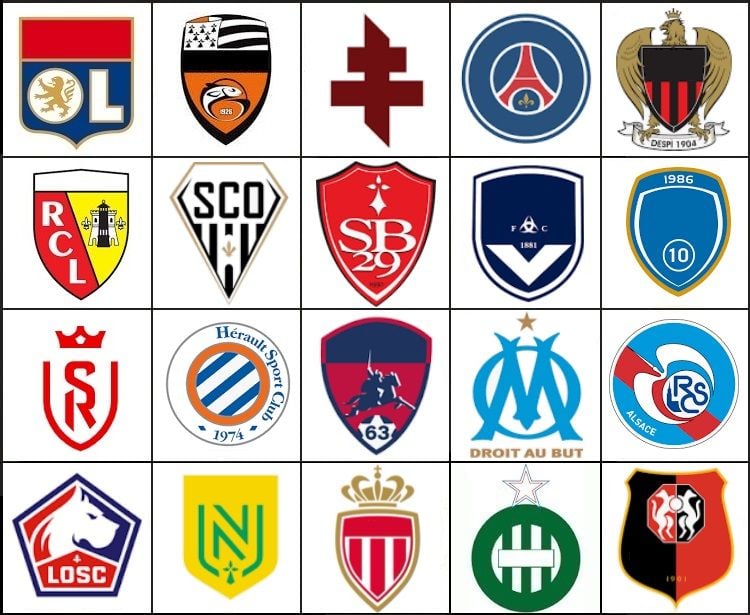 France Ligue 1 All Team Logo HD