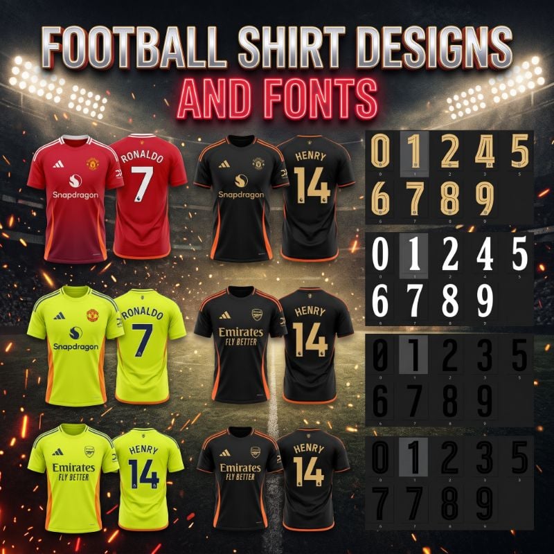 Football Shirt Designs and Fonts