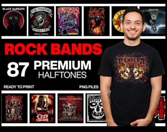 87 Premium Rock Bands V1 Collection T-Shirts Half-tones