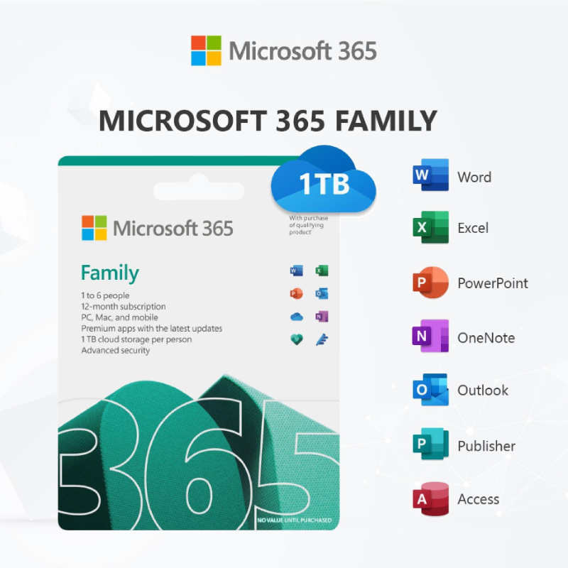 Nâng cấp Microsoft 365 Family - OneDrive 1TB mail chính chủ (1 user)