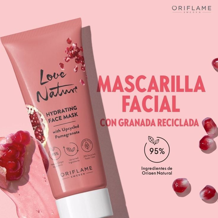 Love Nature hydrating face mask with upcycled pomegranate