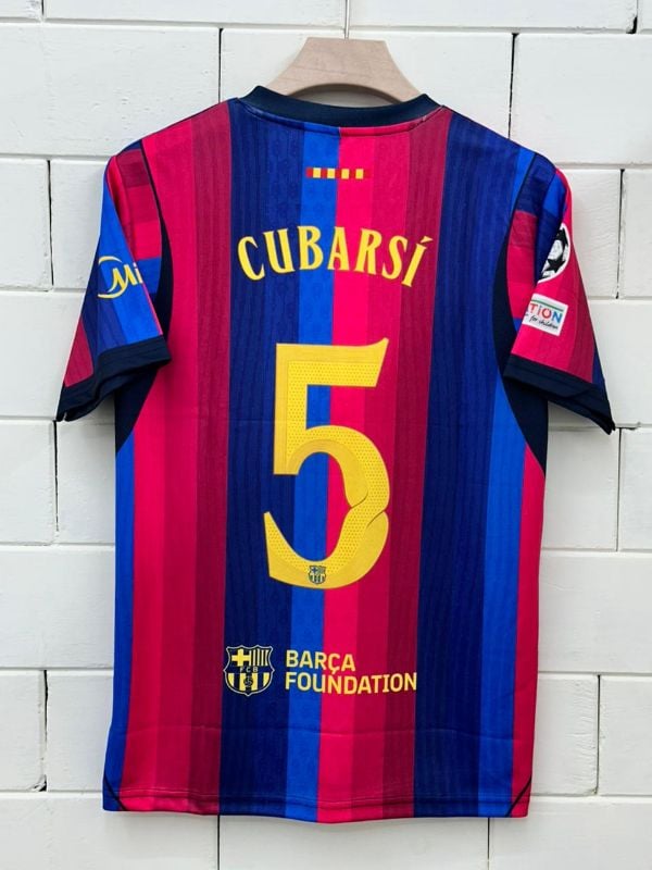 HALF SLEEVE  EMBROIDERY MASTER COPY  BARCA 26-27 KIT🌟 PLAYER CUBARSI 5️⃣ ✨