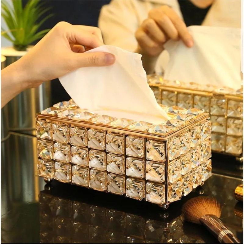 Stylish Golden Tissue Box  1pc