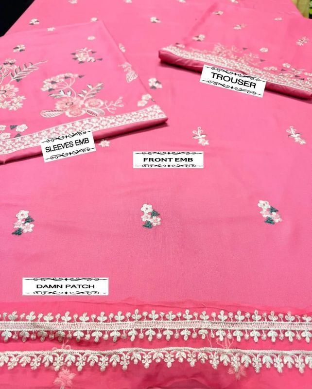 2pc women  unstitched Embroidered suits