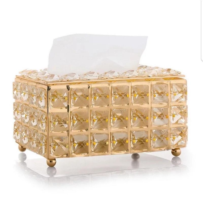 Stylish Golden Tissue Box  1pc
