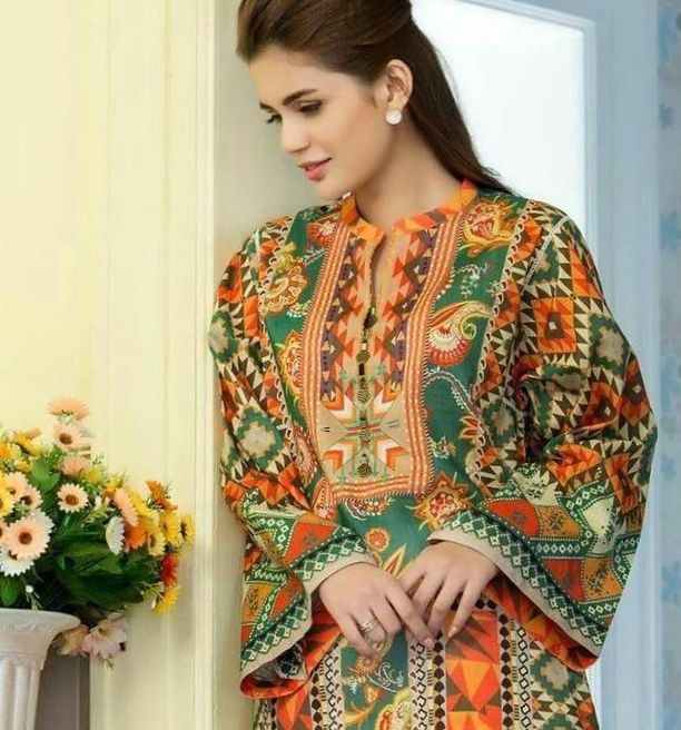 1pc women  unstitched 
 swiss prited shirt