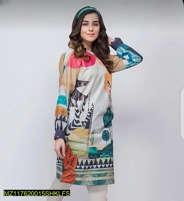 1pc women  unstitched 
 swiss prited shirts