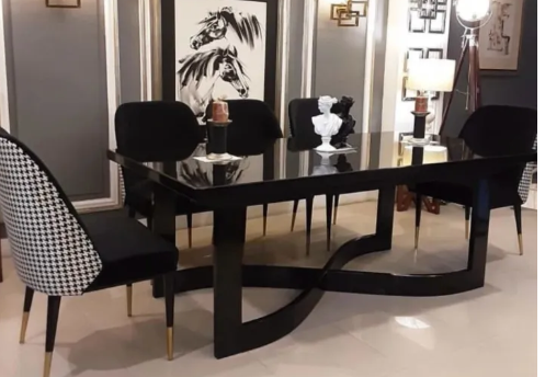 HAFIZ FERNITURE  black chair set