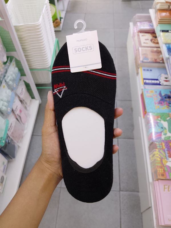 Set Kaus kaki pria jala invisible 3 pasang-hitam