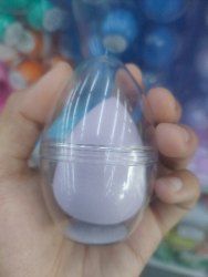 Spons puff make up bentuk tetesan air penutup cangkang telur( Ungu Muda)