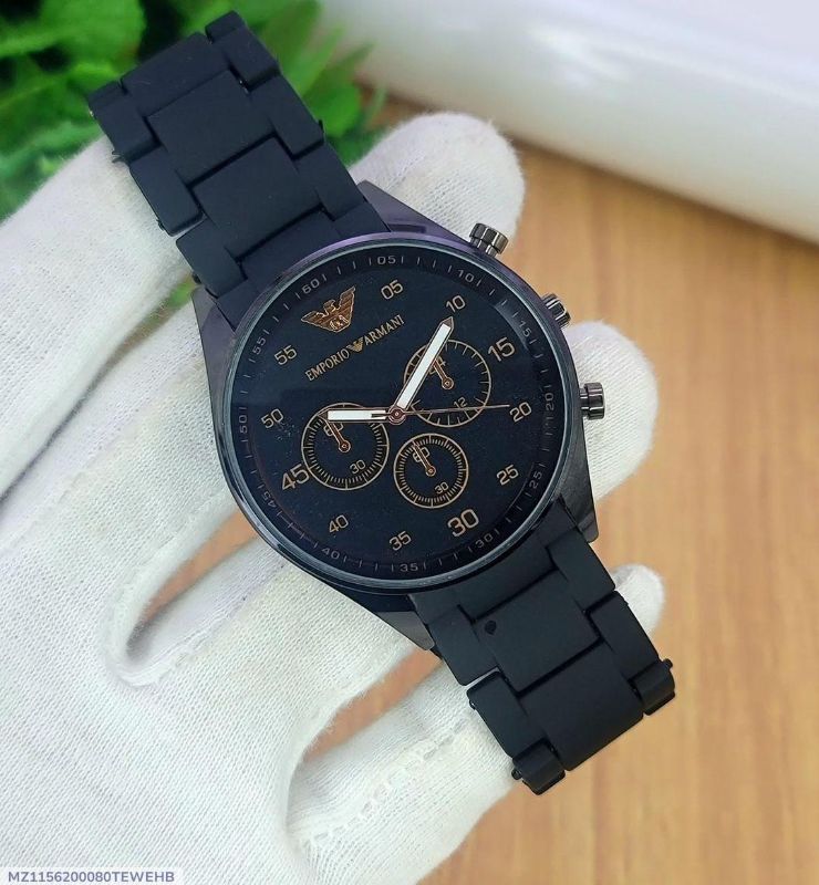 Men's Black Chronograph Stainless Steel Watch