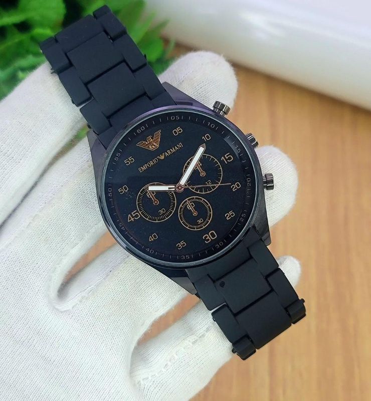 Men's Black Chronograph Stainless Steel Watch