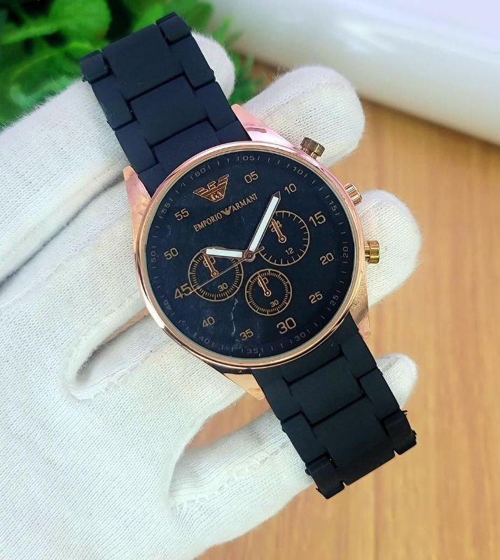 Men's Black Chronograph Stainless Steel Watch