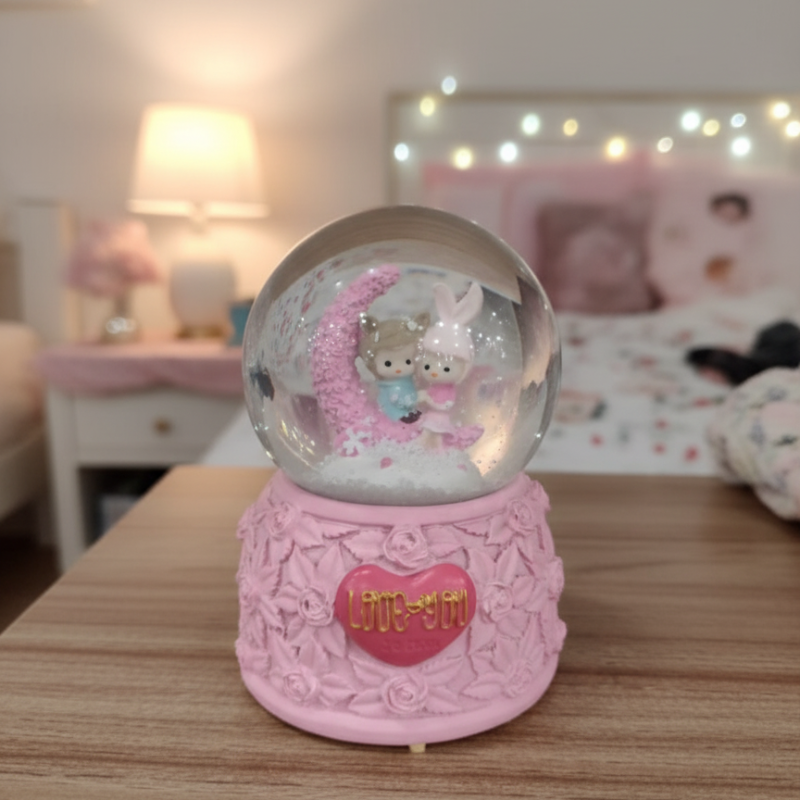 Romantic "Love You" Couple Snow Globe