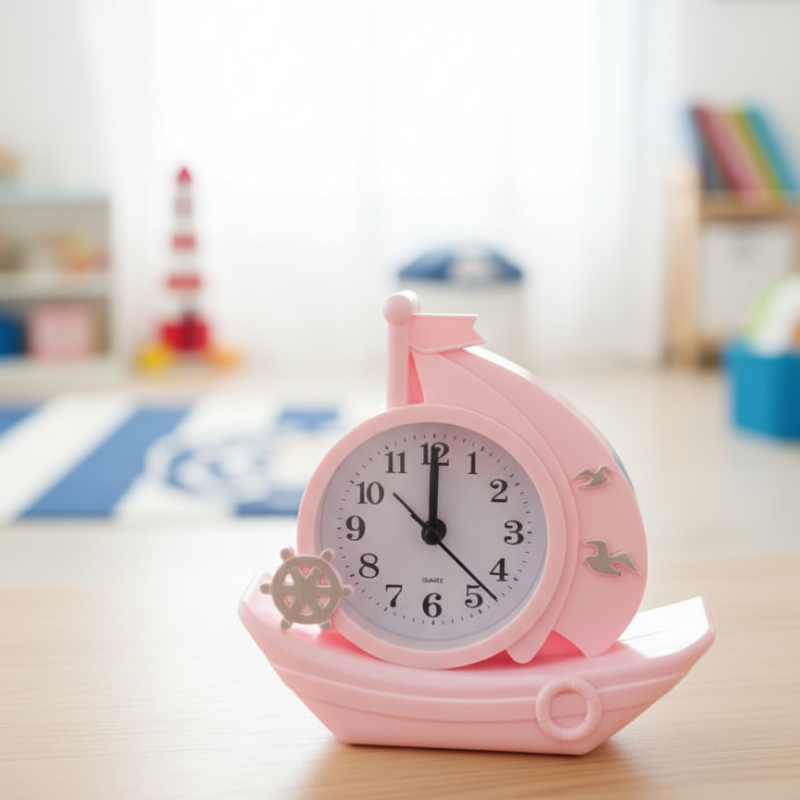 Charming Pink Sailboat Desk Clock for Nautical Decor