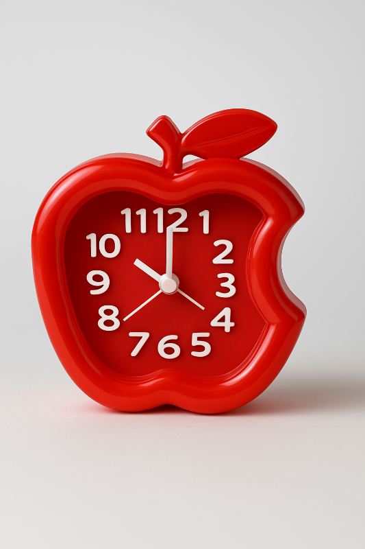 Apple-Shaped Stylish Red Table Clock