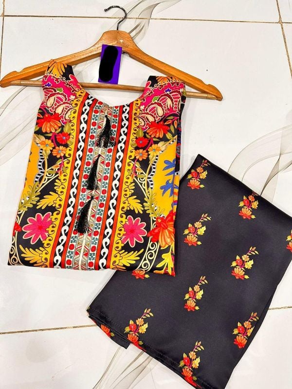 Front And Back Digital Printed Air-Sleeves Shirt With Printed Flapper - 2 Pcs