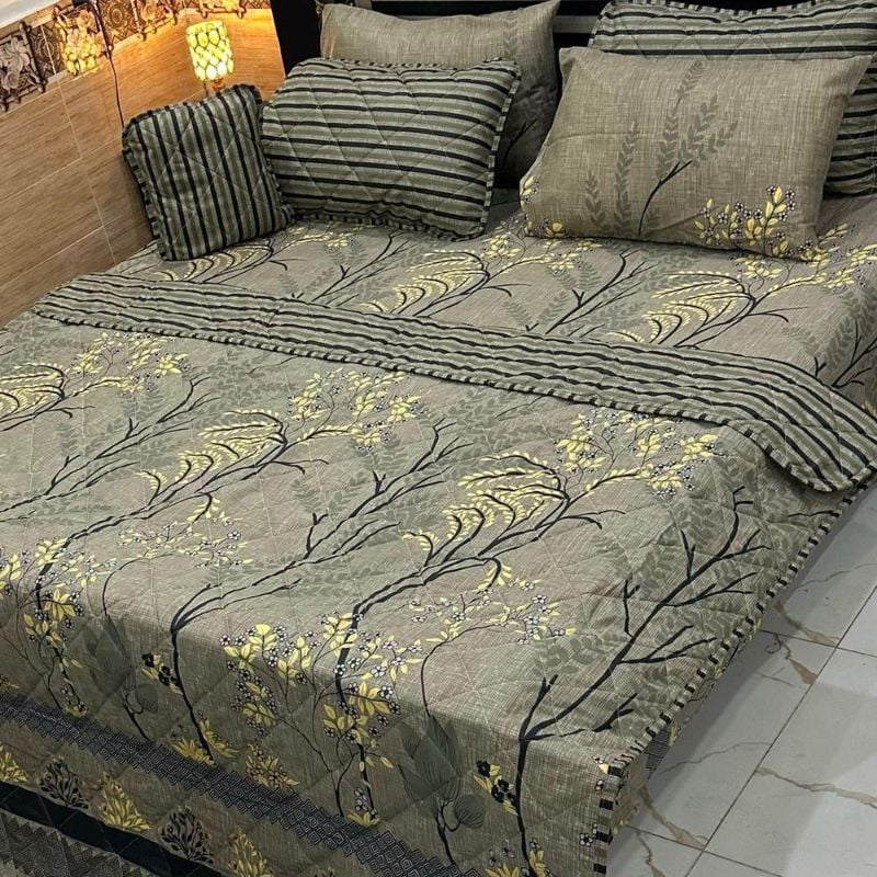 7 Pcs Cotton Printed Comforter Set