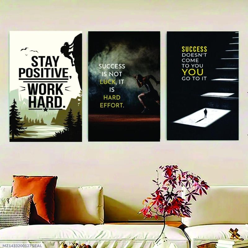 Multicolor Abstract Art Wall Frame - 3 Pcs with Adjustable Shelves