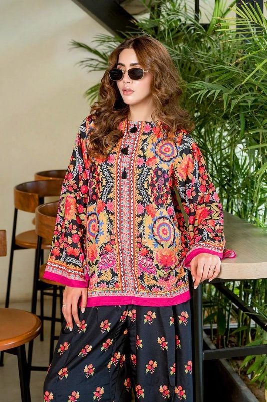 Front And Back Digital Printed Air-Sleeves Shirt With Printed Flapper - 2 Pcs