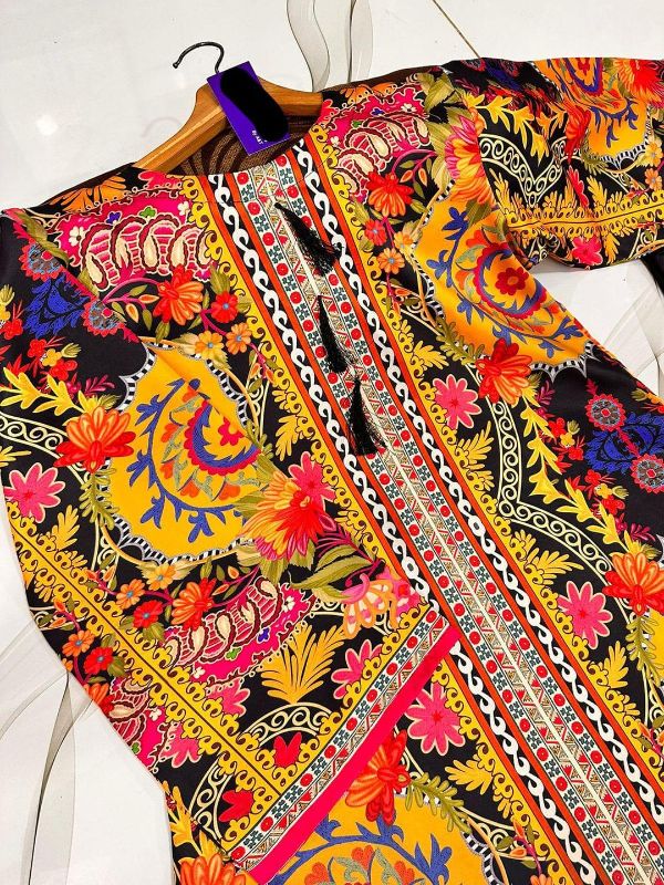 Front And Back Digital Printed Air-Sleeves Shirt With Printed Flapper - 2 Pcs