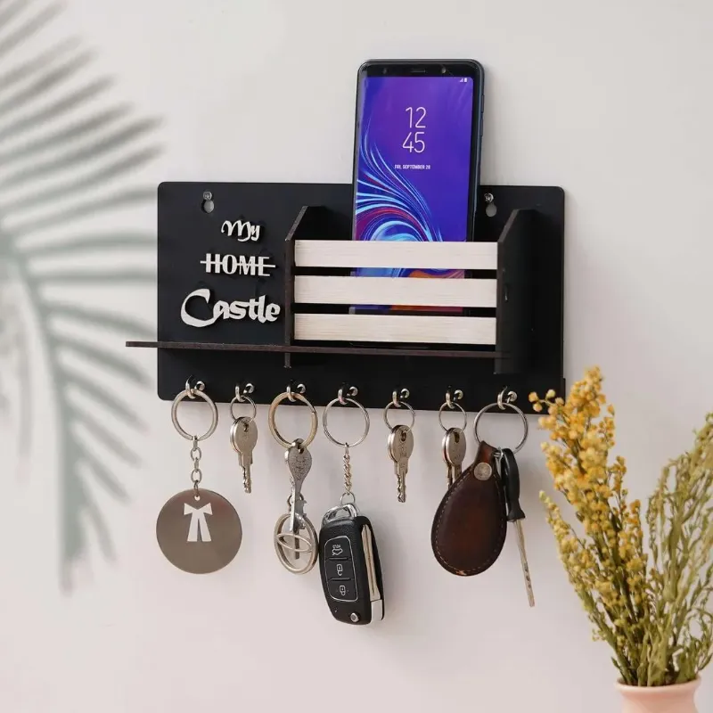 Premium Wooden "The Home Castle Key Holder" for Home and Office Decor