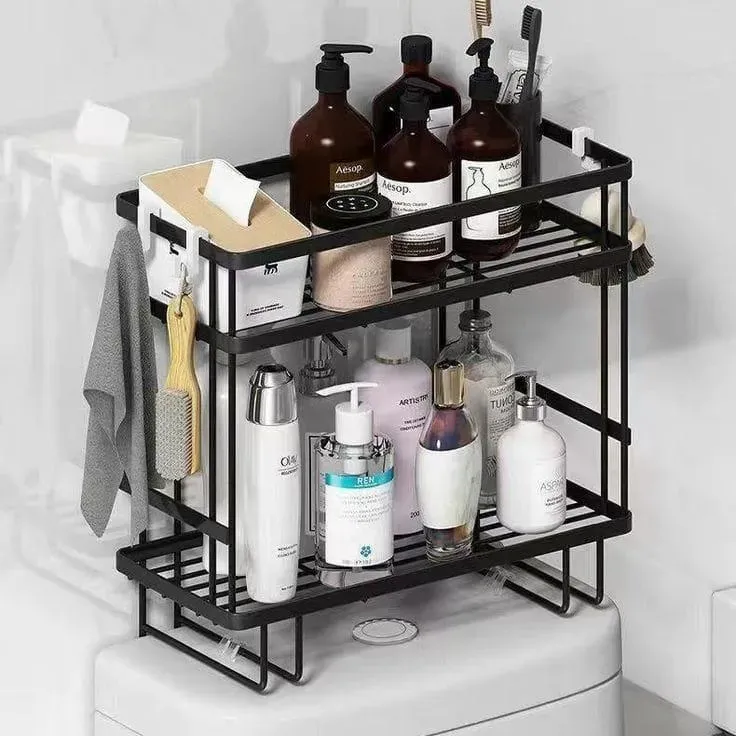 Premium Black Stainless Steel Organizer - 1 Pc for Ultimate Bathroom Organization