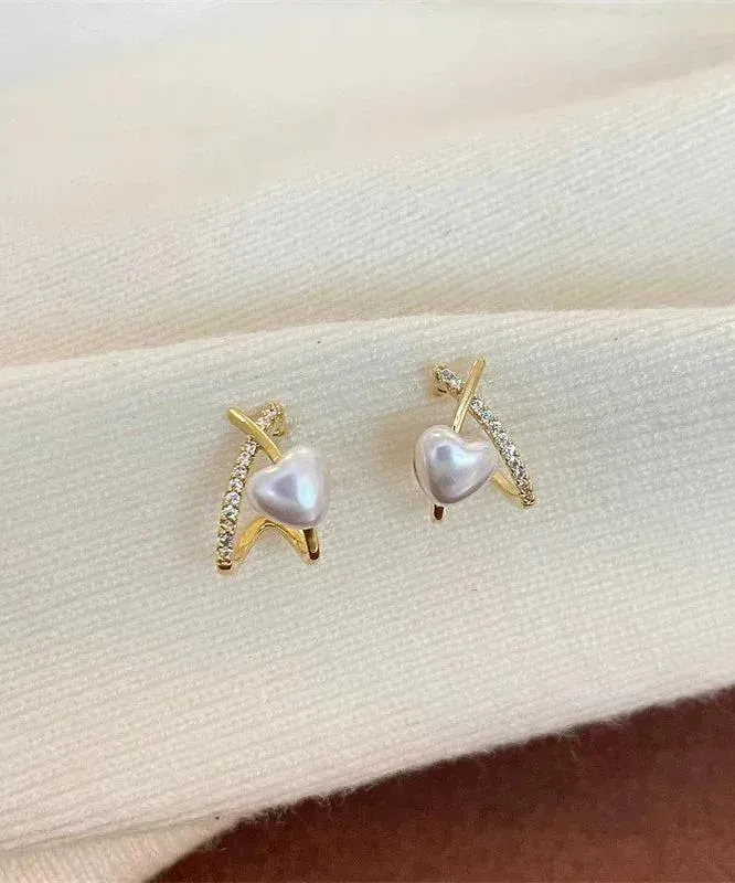 Heart Shape Pearl Korean Earrings (PJT-993)