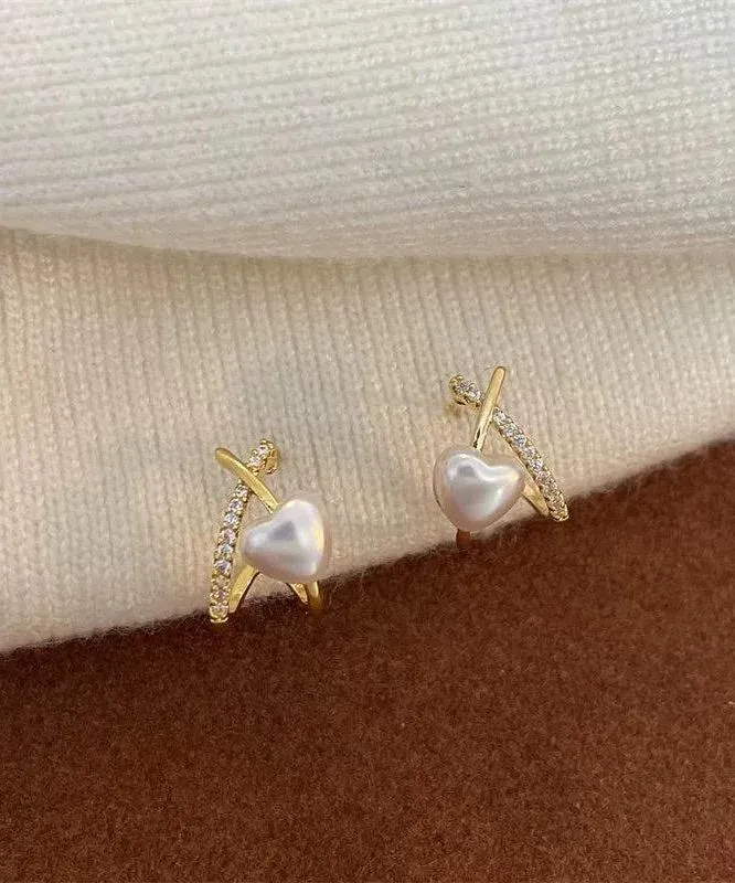 Heart Shape Pearl Korean Earrings (PJT-993)