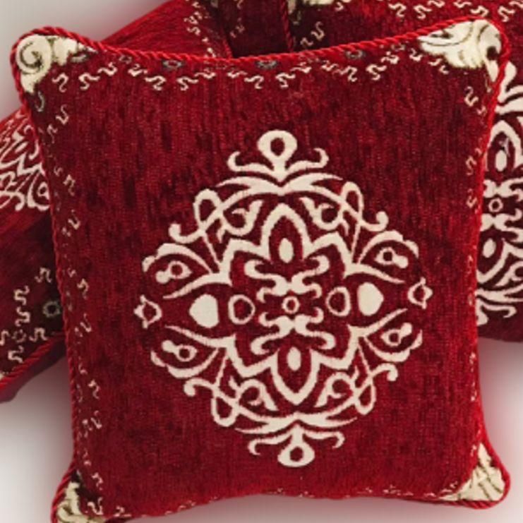 5 Pcs Velvet Floral Printed Cushion Without Filling (Red)