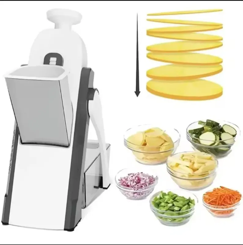 High Quality Spring Slicer Vegetable and Fruits Cutter Meal Prep & More then 40 Thickness Adjuster 5 in 1 - Pump Slicer and Dicer - Multi functional ABS Vegetable & Fruit Slicer - Precision Slicing Made Effortless