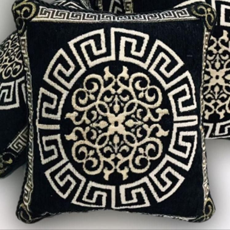 5 Pcs Velvet Floral Printed Cushion Without Filling (Black)
